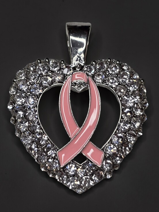 Fashion Jewelry Jewelry - Breast Cancer Awareness Pink Ribbon Faux Diamond Crystal Clip On Pendant Charm